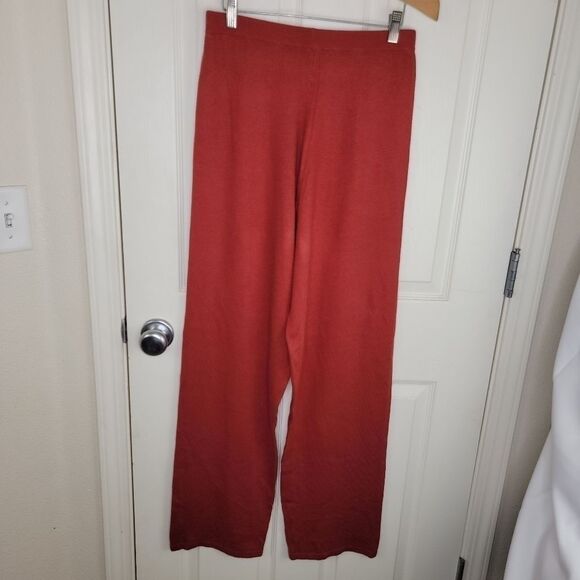Comfort Chic silk & cashmere blend wide leg pants medium rust orange - Picture 3 of 4